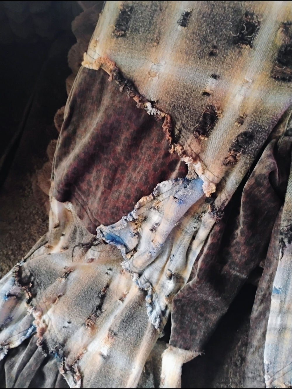 Oli And Hali Brown and Tan Patchwork Wide Leg Jeans - Picture 2 of 5